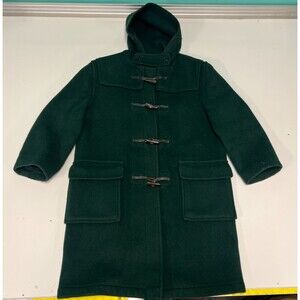Gloverall Duffle Coat Womens US 10 Green Wool Hooded Toggle Made in England VTG